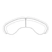 Modular sofa line drawing, curved form, white background, continuous seat and back, rounded armrests, technical illustration.