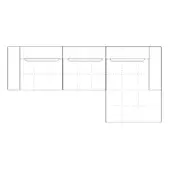 Sectional sofa line drawing, white background, L-shape, quilted texture, modular design, grid pattern cushions, squared armrest, clean lines.