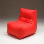 Exceptional Casamania Morfino lounge chair crafted in vibrant red leatherette with a slightly concave form for relaxing
