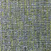 Fabric texture, gray-blue and lime green, dense looped weave with speckled pattern and visible gaps, contemporary upholstery material.