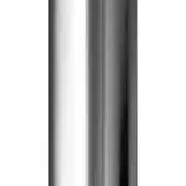 Silver chrome metal column, cylindrical shape, polished reflective surface with vertical light streaks against a white backdrop.