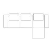 Modular sofa composition Ibiza – composition c, white schematic, rectangular modules connected with dotted lines, minimalist design, technical drawing.