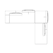 Modular sectional sofa line drawing, gray, L-shape with rounded corners, three connected rectangular modules and vertical handle detail.