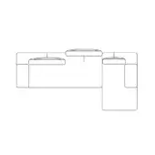 Sectional sofa line drawing, gray, modular design with rounded backrests and rectangular armrests, simplified schematic view.
