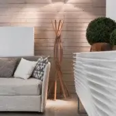 Distinctive Horm Twist coat stand crafted in beechwood with interwoven slats and upward-angled prongs for hanging