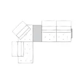 Box template graphic displaying six gray panels in a grid, featuring angled flaps and numerous folding marks on a white background.