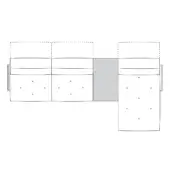 Modular storage unit diagram, white and gray, three vertical rectangular modules with curved tops and alignment markings.