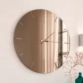 Distinguished Ozzio Italia Replay clock and mirror with crystal body and wooden rods in bronze tone