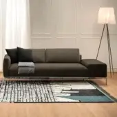 Superior Horm Dizzy sofa with a light aluminum frame showcasing Made in Italy tailoring and dark brown matte textile upholstery