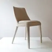 Elegant Casa Casati Lola chair upholstered in light beige textile with a beech wood frame and balanced proportions