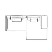 Binoculars line drawing, black and white, cylindrical lenses connected by a rectangular body with square focus details.