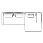 Sectional sofa line drawing, modular design, rectangular cushions, low profile, white background, technical schematic with product code "comp. b 105d dx".