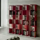 Exceptional Cattelan Italia Joker bookcase, a modular storage unit in matte red painted steel with geometric open shelving