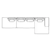 Modular sectional sofa line drawing, rectangular modules, angled corner, minimalist form, white background, product code comp. d 105d dx.