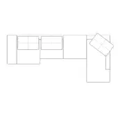 Sectional sofa black and white line drawing, L-shape modular design with ottoman, contemporary style, visible stitching, labeled “dolce vita – comp. b”.