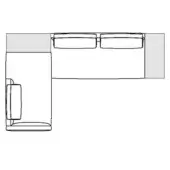 Built-in cabinetry schematic, gray tones, corner layout with bench seating and vertical storage elements, minimalist design rendering.