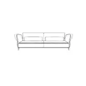 Three-seater sofa line drawing, rectangular form, cushioned high back, minimalist design, white background, modern furniture rendering.