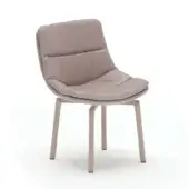 Siria dining chair, taupe leather, curved backrest with quilted detail, tapered legs, minimalist contemporary design, matte finish.
