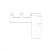 Modular furniture system schematic, olli – comp. c, black lines on white, asymmetrical arrangement of connected rectangles and squares.