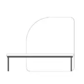 Modern bench line drawing, black monochrome, curved backrest and rectangular frame with slender legs, minimalist design.