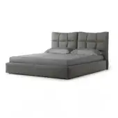 Captivating Cierre1972 Eva II bed crafted in matte gray textile with a tufted headboard and squared form