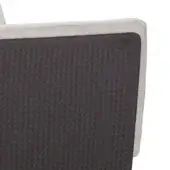 Chair back with light gray upholstery framing a dark gray diamond-patterned woven panel, exhibiting a dense, matte texture against a white background.