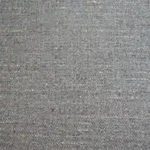 Gray woven fabric sample with heathered texture, displaying beige, brown, and cream flecks in a dense grid pattern and matte finish.