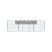 Modular sofa illustration, light and dark gray tones, rectangular modules with white dividing lines and rounded edges on white background.