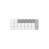 Modular sofa components in gray gradient, rectangular modules arranged linearly, matte finish, contemporary design, array sofa i configuration.