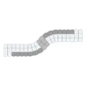 Abstract gray rectangular blocks in a curved wave pattern against a white background, creating a gradient topographical design.