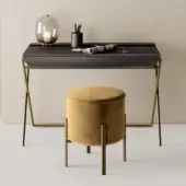 Superior Bontempi Matisse desk crafted in dark wood with slender brass-toned metal legs and a retractable drawer
