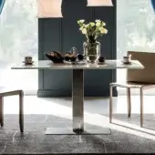 Superior Cattelan Italia Elvis Keramik table in light gray with a marble-like ceramic top and brushed steel base