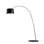 Distinguished Foscarini Twiggy floor lamp with a slender curved silhouette crafted in fiberglass-based composite and liquid coated metal base