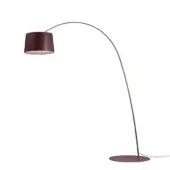 Exceptional Foscarini Twiggy floor lamp with a curved fiberglass shade and burgundy liquid coated finish built with a metal base