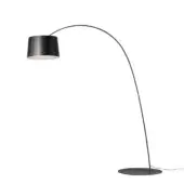 Elegant Foscarini Twiggy floor lamp with a curved fiberglass composite structure and liquid-coated black finish