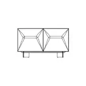 Sideboard, matte black metal, geometric design; rectangular body with diamond pattern on central panel, square legs, modern aesthetic.