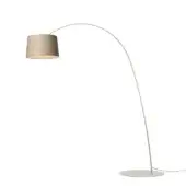 Superior Foscarini Twiggy Wood floor lamp with a curved shade crafted from limed maple oak and fiberglass, finished in a light beige tone