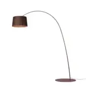Captivating Foscarini Twiggy Wood floor lamp with a burgundy rosewood stem and limed maple oak cylindrical shade built with a bamboo ring