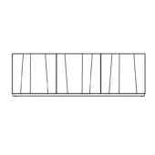 Kunta sideboard size B line drawing, rectangular black compartments with diagonal slats, minimalist geometric design on white background.