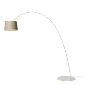 Elegant Foscarini Twiggy Elle floor lamp with a light beige shade built from limed maple oak and fiberglass composite material with liquid coating