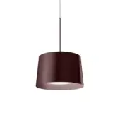 Elegant Foscarini Twiggy suspension lamp in burgundy with a liquid coated fiberglass composite material diffuser