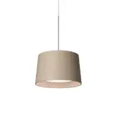 Distinguished Foscarini Twiggy Wood suspension lamp crafted in limed maple oak with a light beige textile covering and liquid-coated fiberglass rod