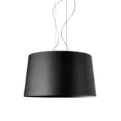 Distinguished Foscarini Twice As Twiggy suspension lamp with wide black fiberglass composite shade and liquid coating