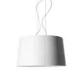 Elegant Foscarini Twice As Twiggy suspension lamp in fiberglass-based composite with liquid coating and matte white textile finish