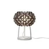 Superior Foscarini Caboche Plus table lamp with clustered smoky-brown spheres and chromed metal mount built with a satin glass diffuser
