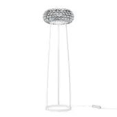 Elegant Foscarini Caboche Plus floor lamp with a spherical lampshade crafted in transparent PMMA spheres and powder-coated steel