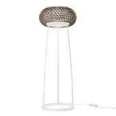 Distinguished Foscarini Caboche Plus floor lamp with a bronze-tinted PMMA sphere shade built with aluminum rods and a die-cast base