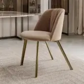 Superior Bontempi Agatha chair with comfortable beige velvet upholstery and golden matte metal legs