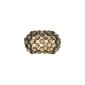 Distinguished Foscarini Caboche Plus wall lamp built with transparent PC arches and PMMA spheres in a smoky translucent finish