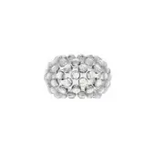 Exceptional Foscarini Caboche Plus wall lamp crafted with transparent PMMA spheres and etched opaline glass with an anodized aluminum mount and glossy finish